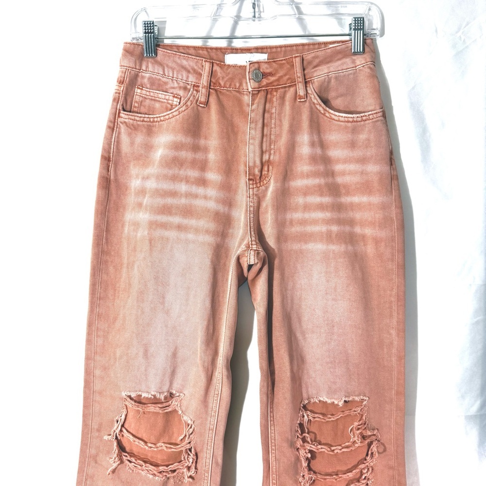 Vervet “Getting Jiggy” Vintage Distressed Cropped Flare Jeans With Destroyed Hem - Picture 9 of 14